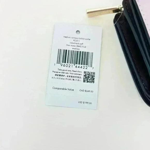 Kate Spade Madison Medium Compact Bifold Wallet Lilac Moon - Picture 3 of 4